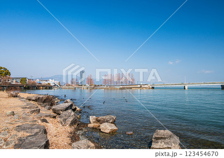 膳所城跡公園からの景観　滋賀県大津市 123454670