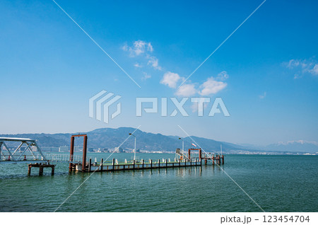 琵琶湖風景 におの浜観光港桟橋 大津市 琵琶湖風景 におの浜観光港桟橋 大津市 123454704