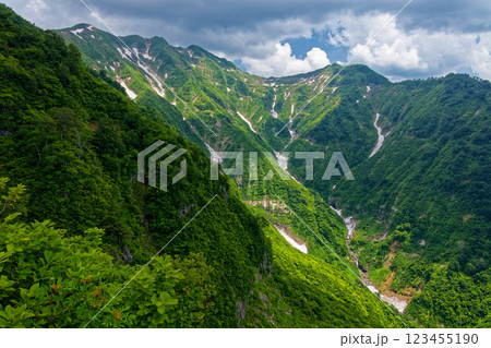 エデシ尾根の登りから見る初夏の守門岳 123455190
