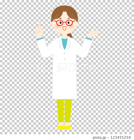 Medical worker, woman in white coat, whole body 123455259