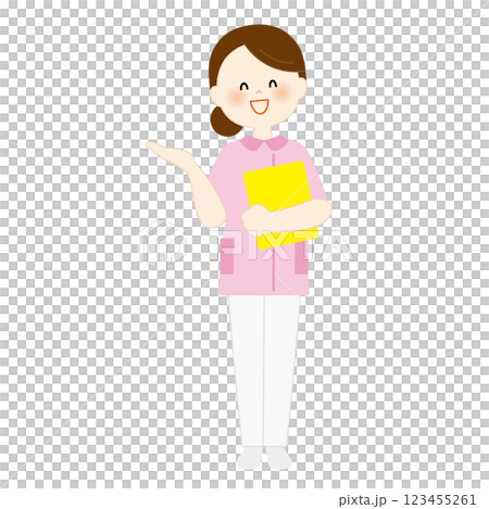 Guiding medical staff, female, whole body Guiding medical staff, female, whole body 123455261