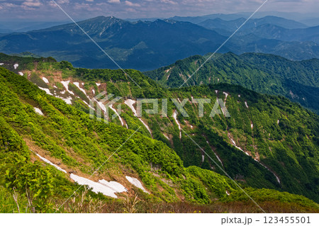 初夏の守門岳山頂から見る浅草岳 123455501