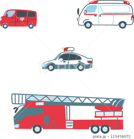 はたらくくるま　生活を助けてくれる車　セットのストックイラスト素材 123456072