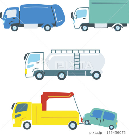 はたらくくるま　運搬や物流で活躍する車　セットのストックイラスト素材 123456073