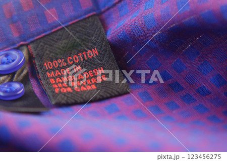 Detailed CloseUp View of Cotton Fabric Care Label and Various Buttons Used in Fashion Detailed CloseUp View of Cotton Fabric Care Label and Various Buttons Used in Fashion 123456275