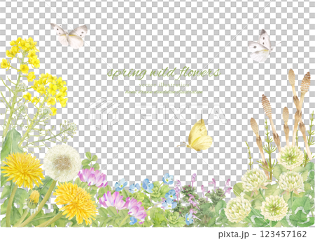 用水彩手繪春花裝飾的背景框架 123457162