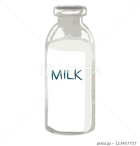 水彩タッチで描いたシンプルな牛乳のイラスト 水彩タッチで描いたシンプルな牛乳のイラスト 123457737