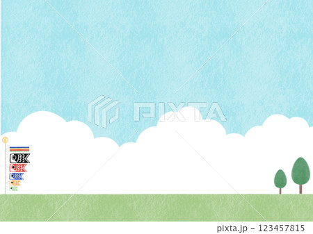 水彩風のシンプルな空を泳ぐ鯉のぼり 水彩風のシンプルな空を泳ぐ鯉のぼり 123457815