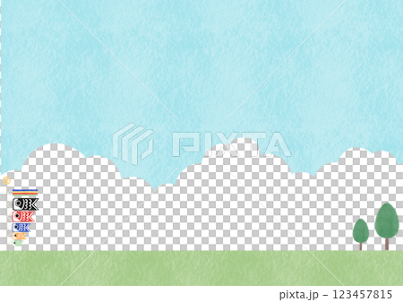 簡單的水彩風格鯉魚旗在天空中游動 123457815