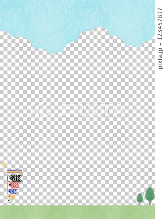 簡單的水彩風格鯉魚旗在天空中游動 123457817