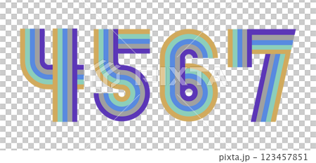 4,5,6,7 Numbers Design Rainbow Color 3 123457851