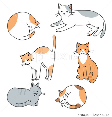 猫たちの可愛いポーズイラストセット 123458052