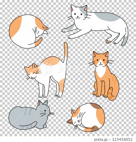 猫たちの可愛いポーズイラストセット 123458052