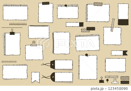 手描き風ラフなメモフレームベクターイラストセット かわいい シンプル  123458090