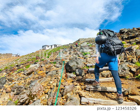 夏の御嶽山登山：王滝頂上直下 123458326