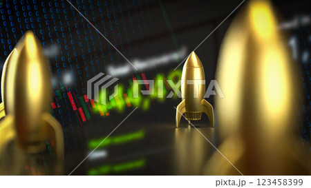 The Gold Rocket on Business Background 3d Rendering. The Gold Rocket on Business Background 3d Rendering. 123458399