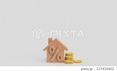 The Wood House and percent for Property or real estate concept 3d rendering. The Wood House and percent for Property or real estate concept 3d rendering. 123458402