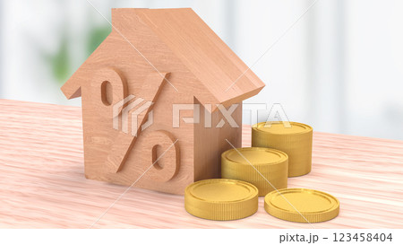 The Wood House and percent for Property or real estate concept 3d rendering. 123458404