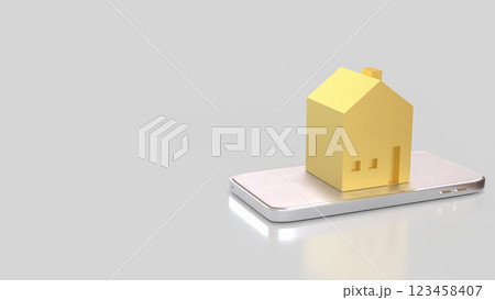 The House on mobile for property or real estate  concept 3d Rendering. 123458407