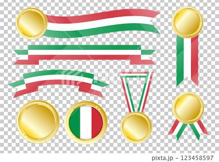 Italian flag illustration set (banner-style design set) Italian flag illustration set (banner-style design set) 123458597