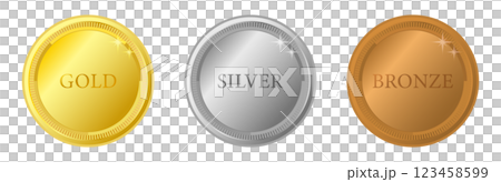 金メダル、銀メダル、銅メダルのイラストセット 123458599