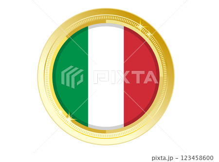 金色の枠に入ったイタリア国旗のイラスト 123458600