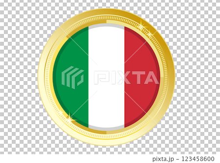 金色の枠に入ったイタリア国旗のイラスト 123458600