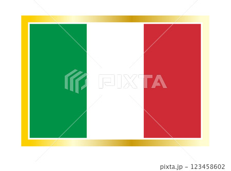 金色の枠に入ったイタリア国旗のイラスト 123458602