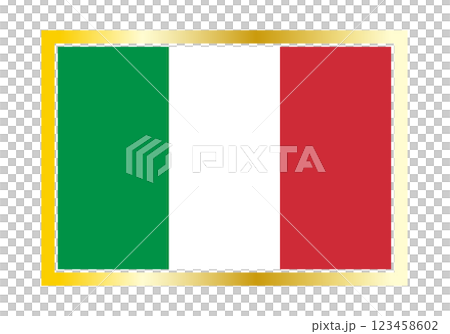 金色の枠に入ったイタリア国旗のイラスト 123458602