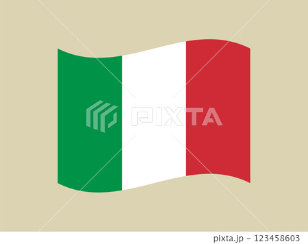 風になびくイタリア国旗のイラスト 123458603