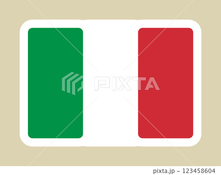 手描き風のゆるいタッチのイタリア国旗のイラスト 123458604