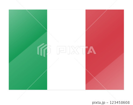 ガラスのように光の反射が美しいイタリア国旗のイラスト ガラスのように光の反射が美しいイタリア国旗のイラスト 123458608