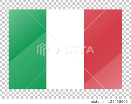 ガラスのように光の反射が美しいイタリア国旗のイラスト ガラスのように光の反射が美しいイタリア国旗のイラスト 123458608