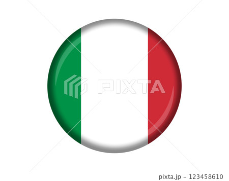 缶バッジ風のイタリア国旗のイラスト 缶バッジ風のイタリア国旗のイラスト 123458610