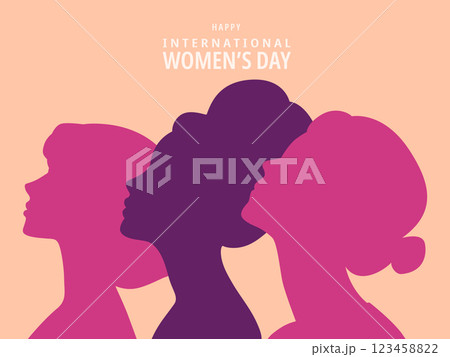 Woman's head set silhouette, women's day design concept. 123458822