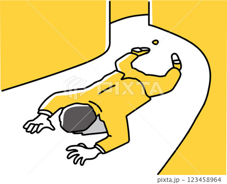 道で倒れる男性 123458964