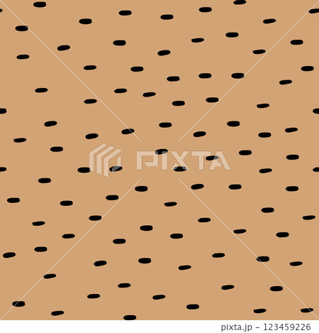 Seamless pattern with Small Dashes. Various dots and doodle lines. Repeated black spots on beige background. Simple Vector Illustration 123459226