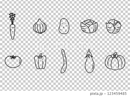 插畫素材:簡單的蔬菜圖示、線畫插圖集 插畫素材:簡單的蔬菜圖示、線畫插圖集 123459485