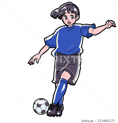 サッカーをする女の子のイラスト 123460171
