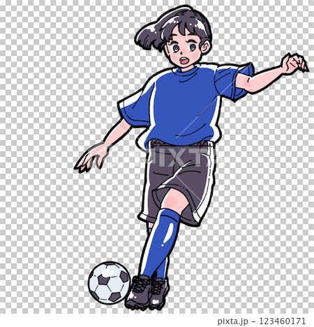 サッカーをする女の子のイラスト 123460171
