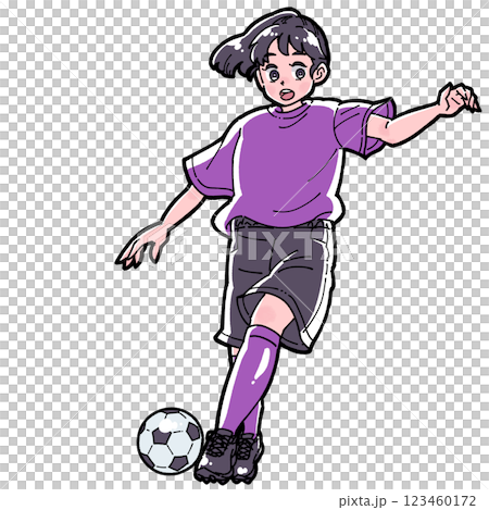サッカーをする女の子のイラスト サッカーをする女の子のイラスト 123460172