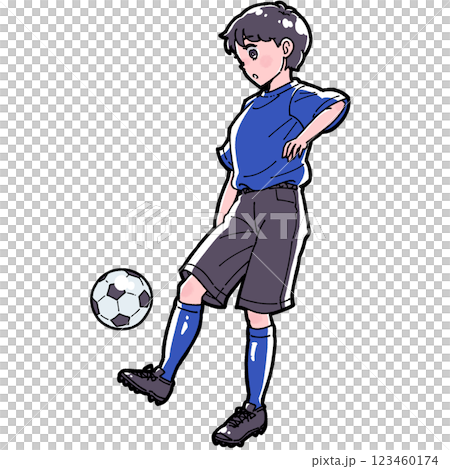 サッカーをする女の子のイラスト 123460174