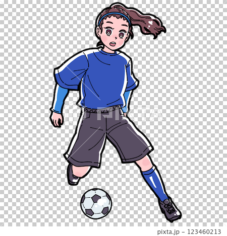 サッカーをする女の子のイラスト 123460213