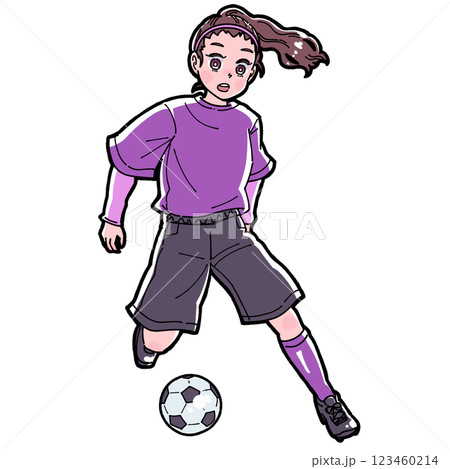 サッカーをする女の子のイラスト 123460214