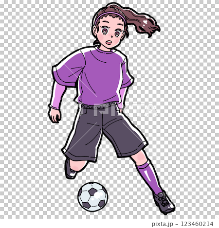 サッカーをする女の子のイラスト 123460214