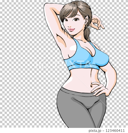 Young woman in sportswear making sexy poses_Glamour 123460411