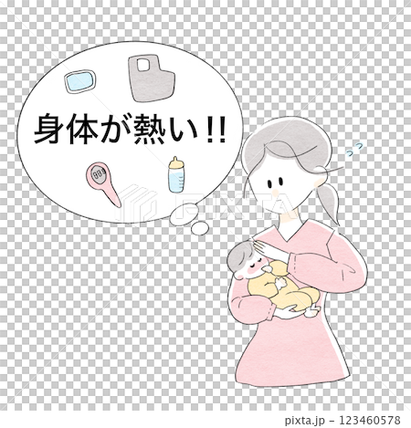 Woman observing her baby's discomfort 123460578