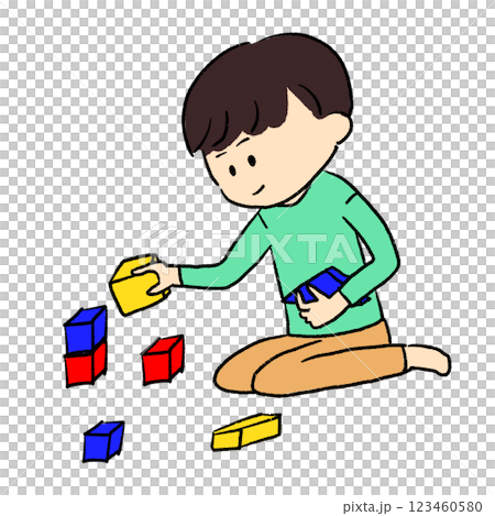 男孩玩積木 123460580