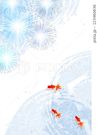 金魚 夏 水彩 和柄 背景 金魚 夏 水彩 和柄 背景 123460636