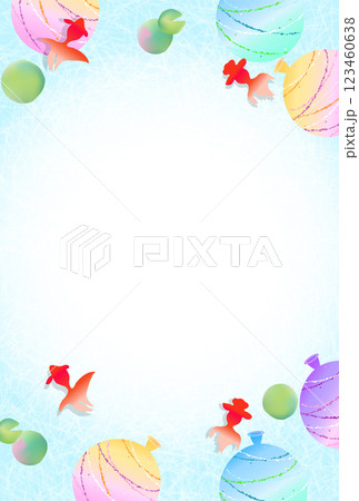 金魚 夏 水彩 和柄 背景 金魚 夏 水彩 和柄 背景 123460638
